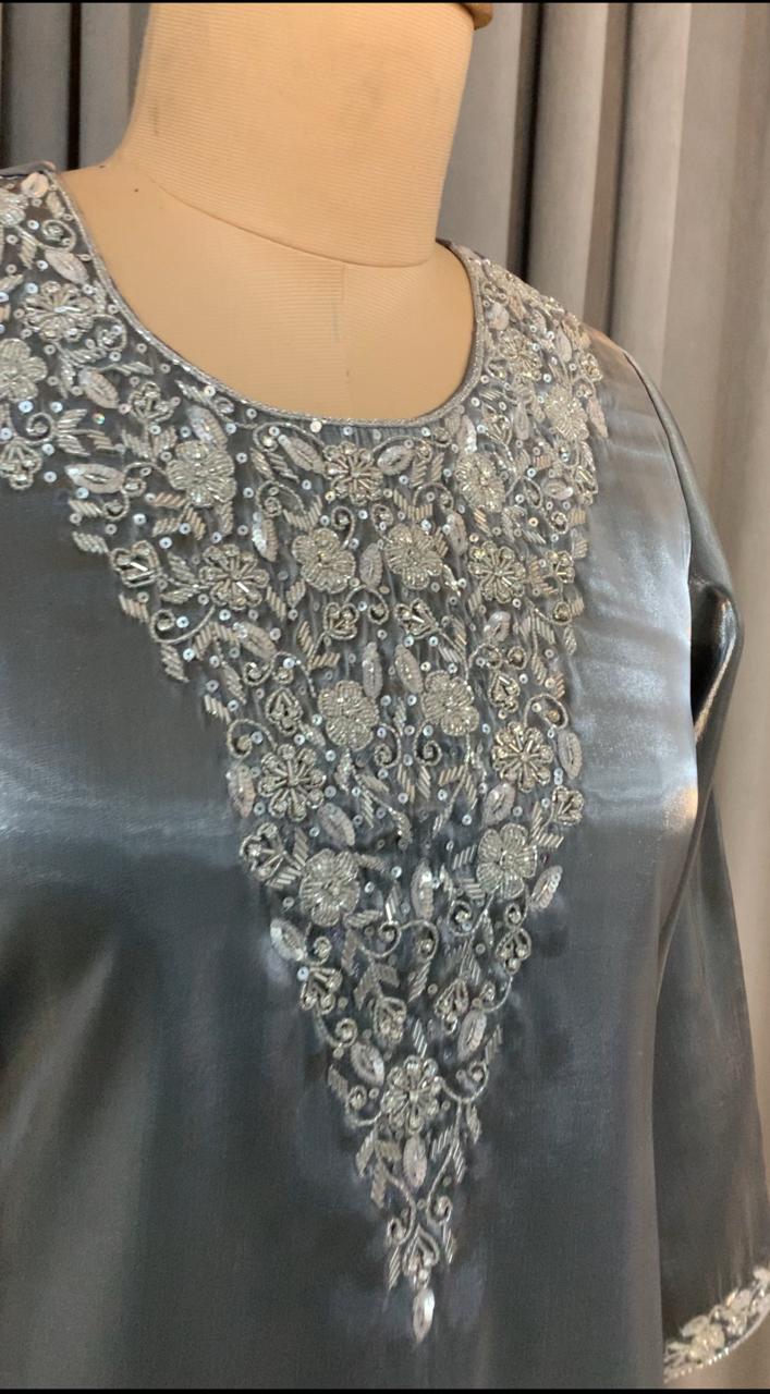 Grey Pakistani Suit, Salwar Kameez with Dupatta, Indian Wedding Outfit, Party Wear Dress