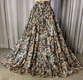 Floral Chiffon Maxi Skirt - Long Flowy Skirt with Train