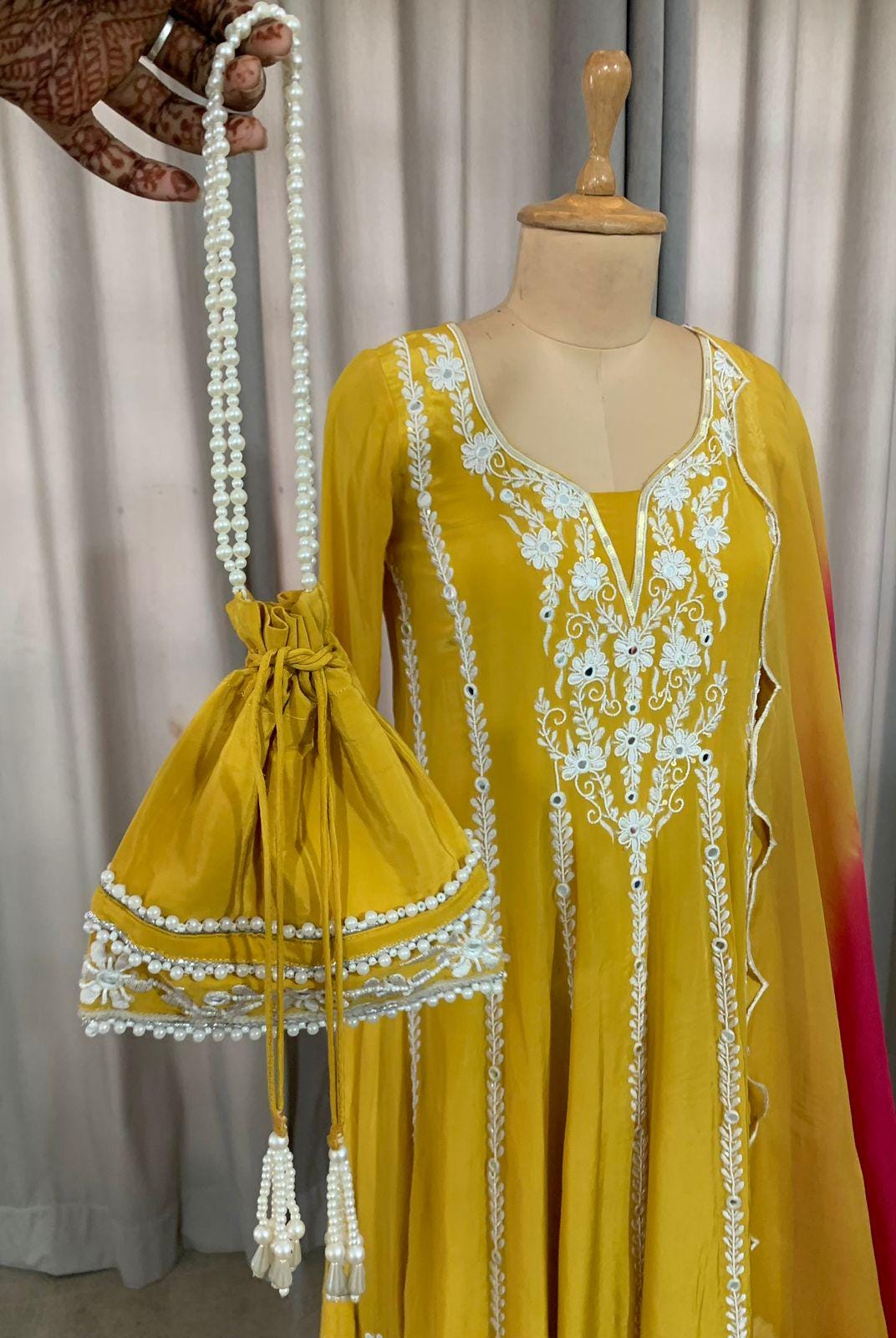Pakistani Anarkali Salwar Kameez Suit with Embroidery & Dupatta