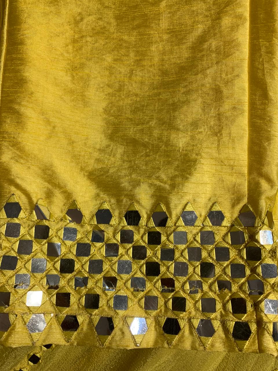 Yellow Mirror Work Anarkali Suit, Georgette Salwar Kameez, Indian Wedding Outfit