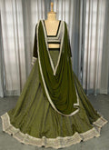 Olive Green Lehenga Choli with Dupatta, Indian Wedding Outfit, Party Wear Lengha