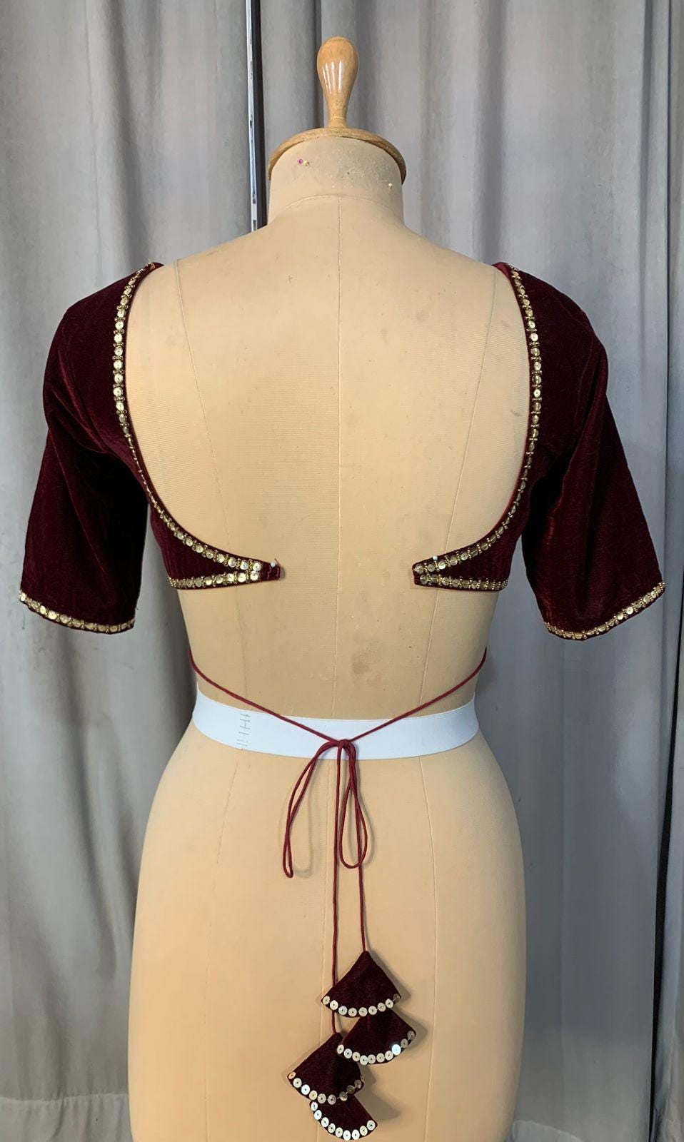 Maroon Velvet Lehenga Choli with Gold Embroidery, Indian Wedding Outfit