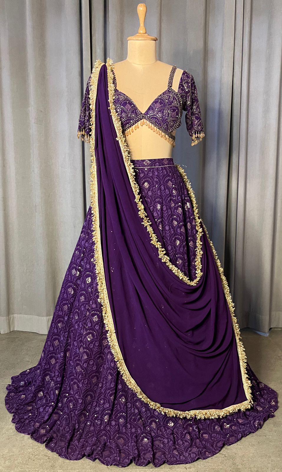 Purple Lehenga Choli Set, Indian Wedding Outfit, Designer Party Wear