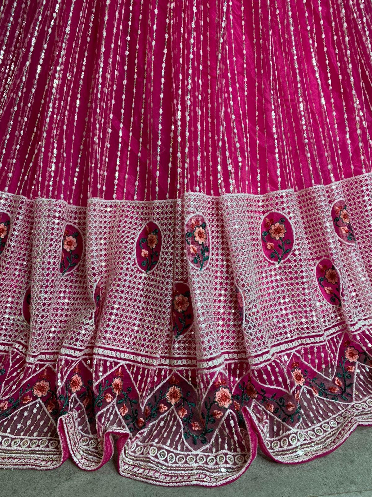 Pink Sequin Lehenga Choli with Dupatta, Indian Wedding Outfit