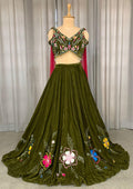 Embroidered Velvet Lehenga Choli Set, Indian Wedding Outfit