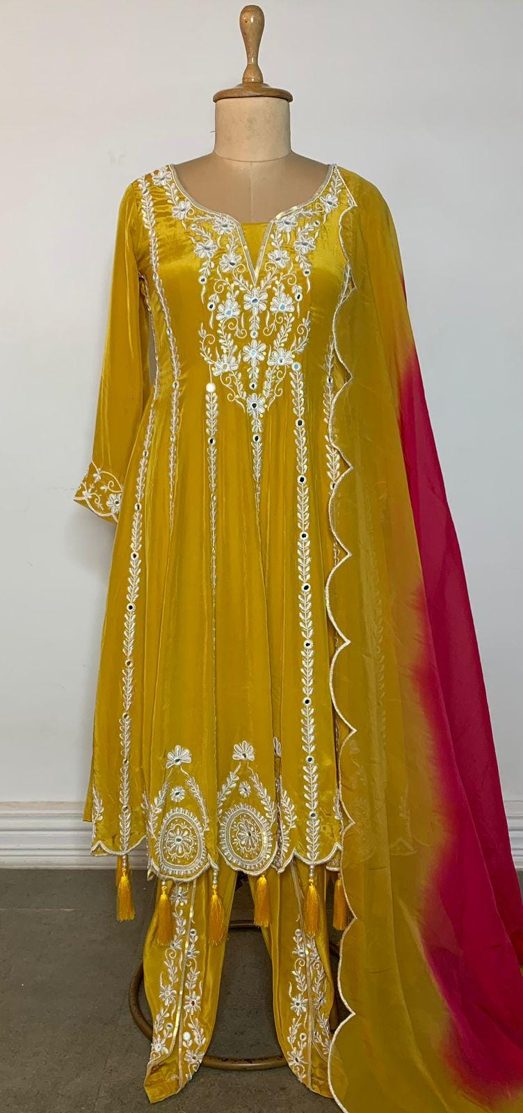 Pakistani Anarkali Salwar Kameez Suit with Embroidery & Dupatta