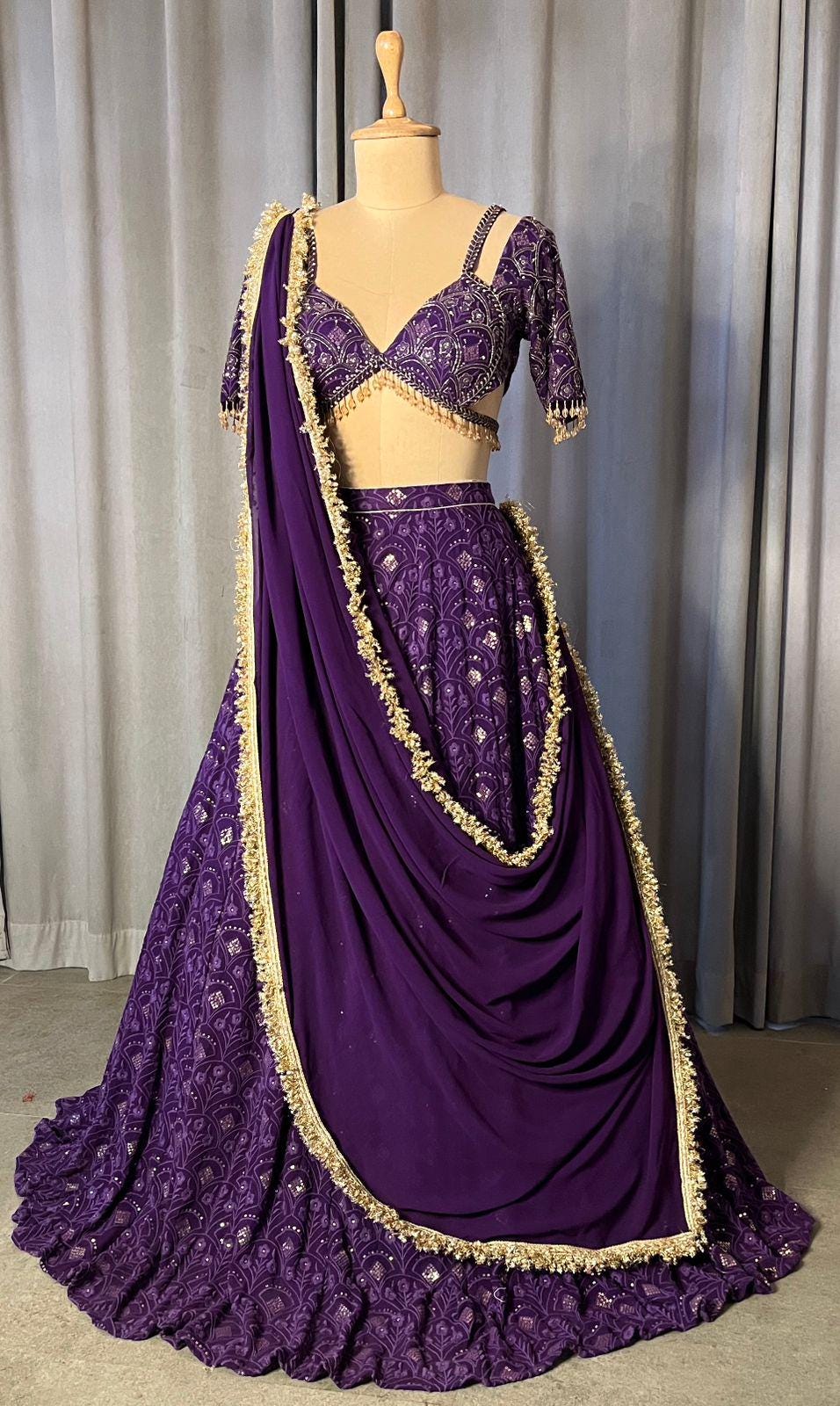 Purple Lehenga Choli Set, Indian Wedding Outfit, Designer Party Wear