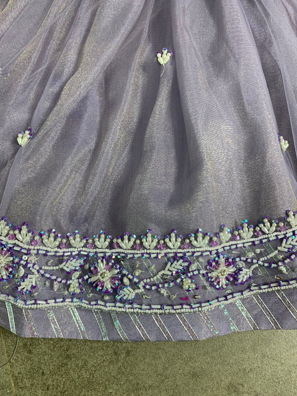 Lavender Hand-Embroidered Lehenga Set for Girls