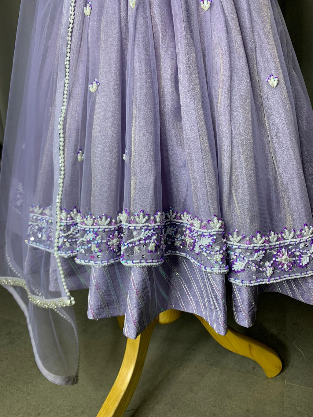 Lavender Hand-Embroidered Lehenga Set for Girls