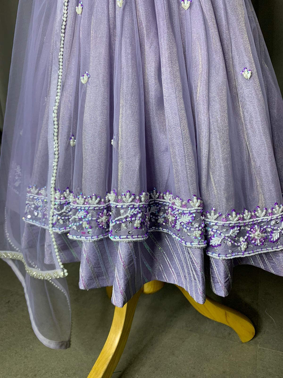 Lavender Hand-Embroidered Lehenga Set for Girls