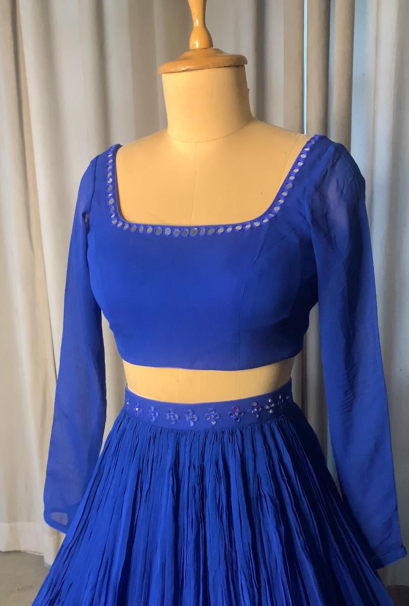 Royal Blue Lehenga Set with Embellished Dupatta