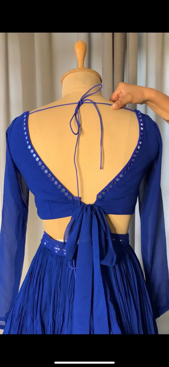 Royal Blue Lehenga Set with Embellished Dupatta