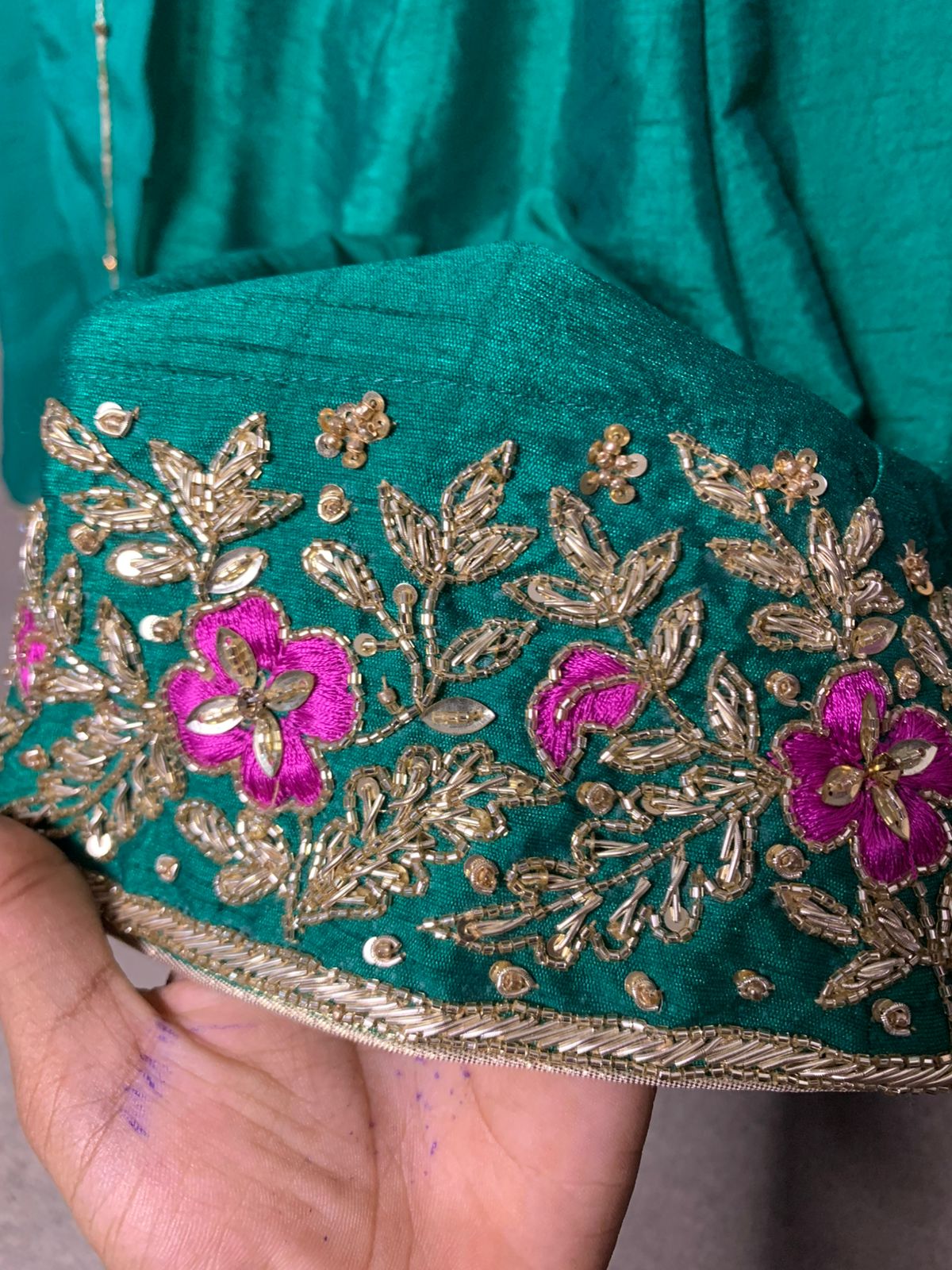 Emerald Green Personalised Lehenga Set for Girls