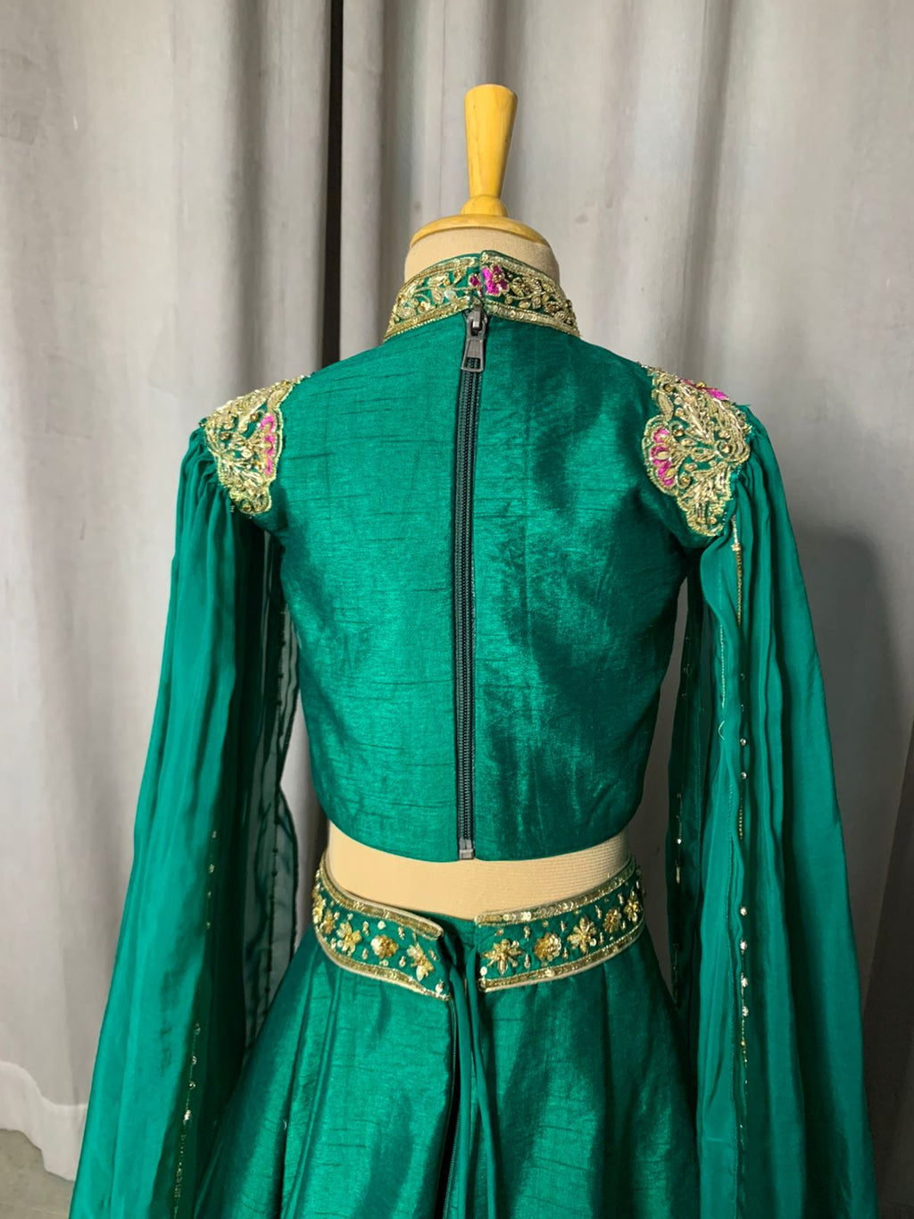 Emerald Green Personalised Lehenga Set for Girls