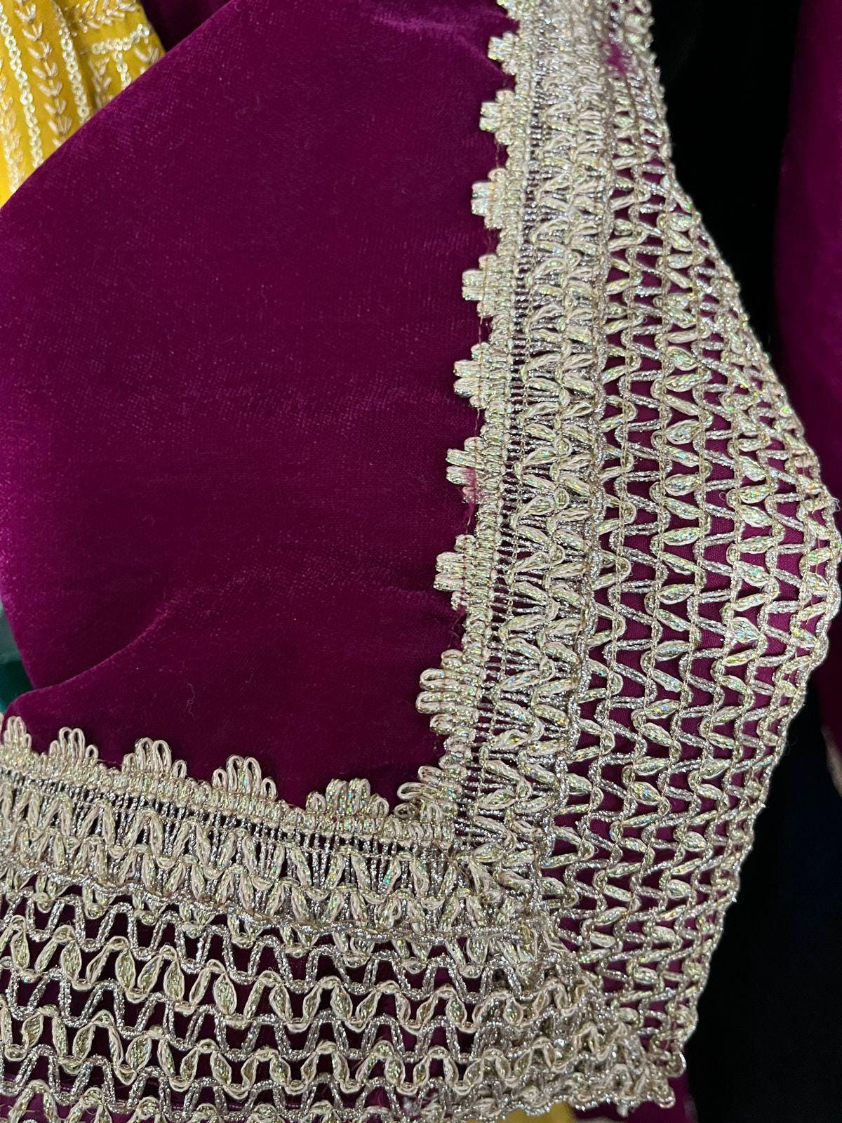 Maroon Velvet Lehenga Choli with Cape, Indian Wedding Outfit