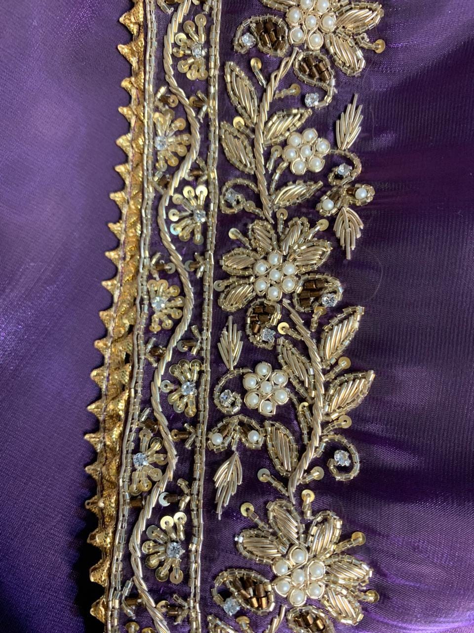 Purple Jimmy Choo Fabric Kurta Set, Hand Embroidered Palazzo Suit with Organza Dupatta, Monotone Indian Wedding Guest Outfit, Stitched Suit