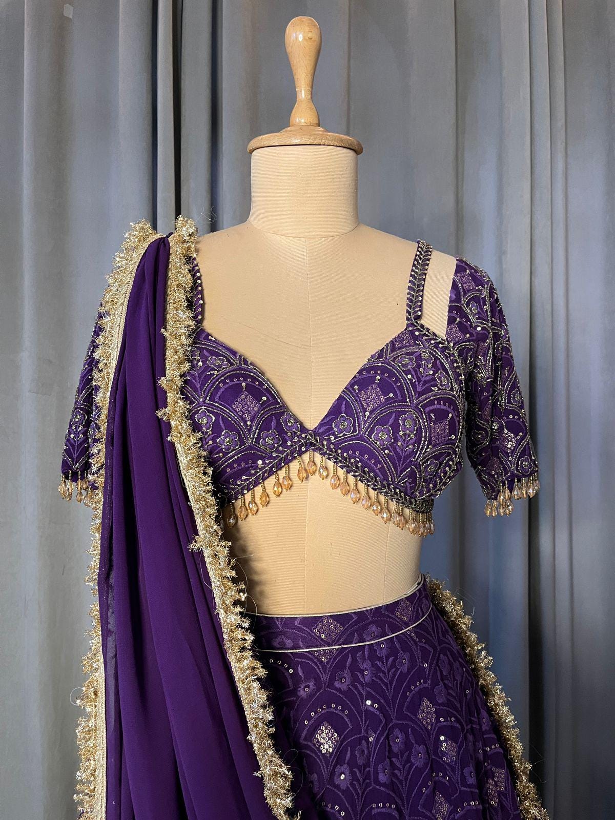 Purple Lehenga Choli Set, Indian Wedding Outfit, Designer Party Wear