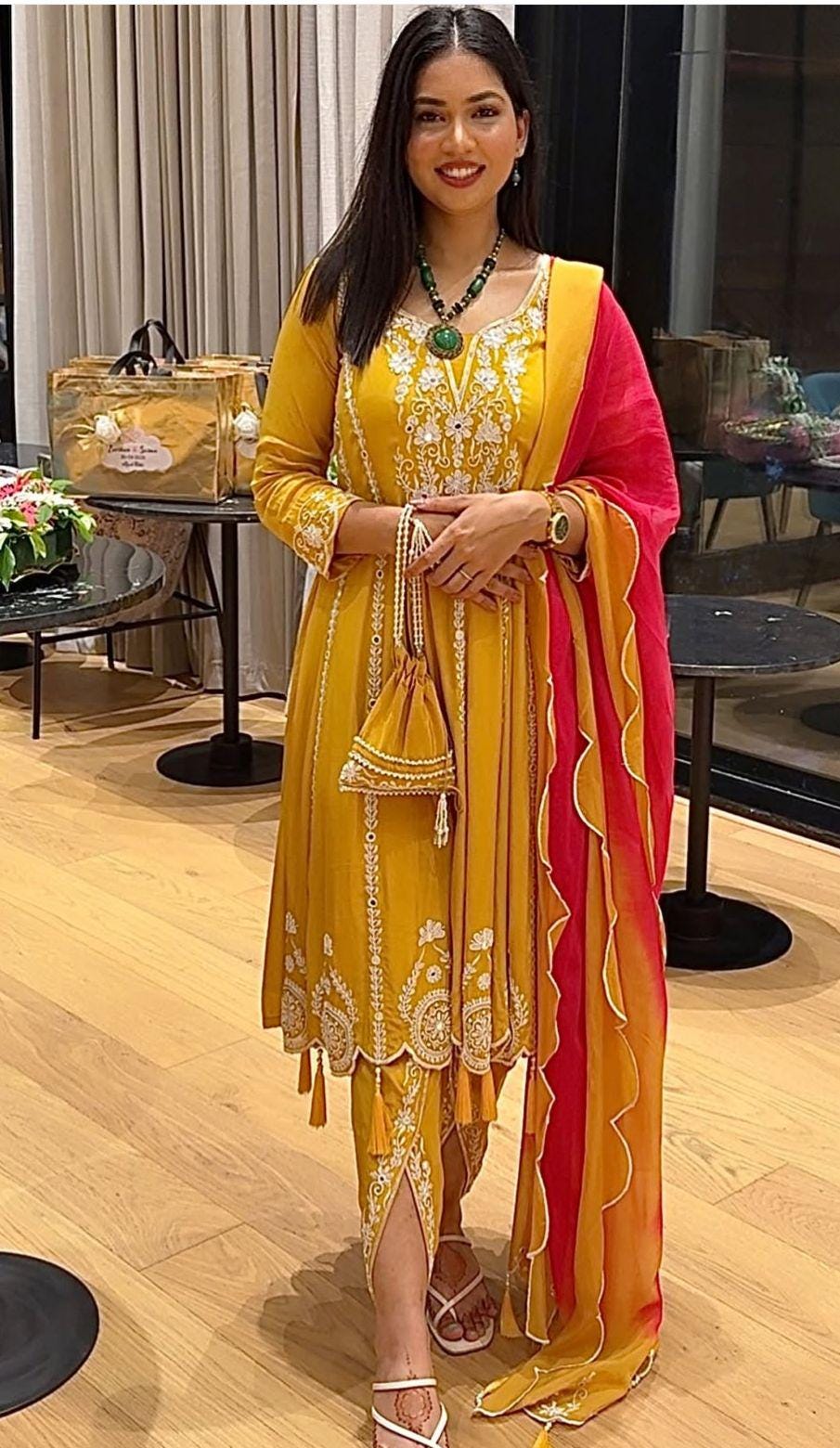 Pakistani Anarkali Salwar Kameez Suit with Embroidery & Dupatta