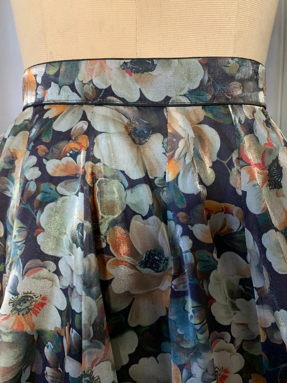Floral Chiffon Maxi Skirt - Long Flowy Skirt with Train