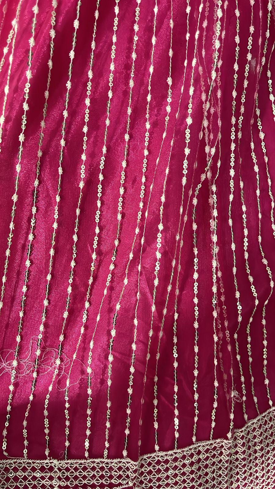 Pink Sequin Lehenga Choli with Dupatta, Indian Wedding Outfit
